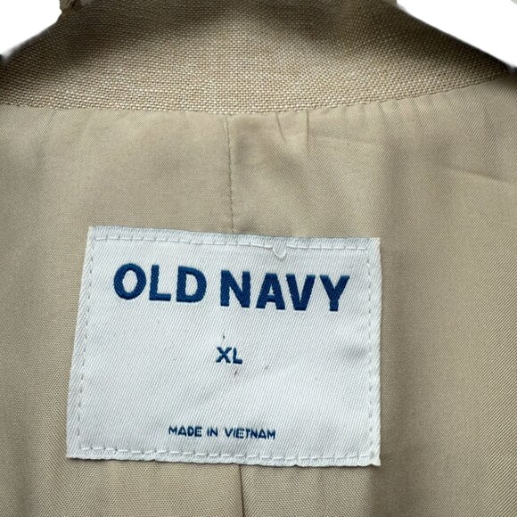 OLD NAVY Double Breasted Blazer Womens XL Beige Linen Blend Boyfriend Jacket - Picture 5 of 8